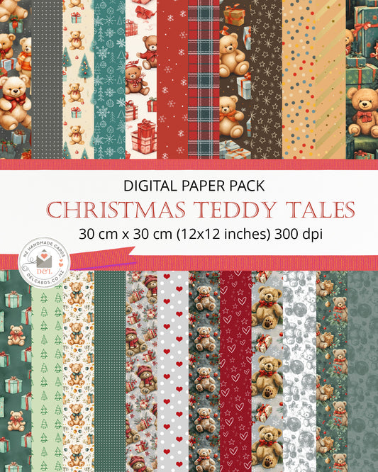 Digital Papers - Christmas Teddy Tales