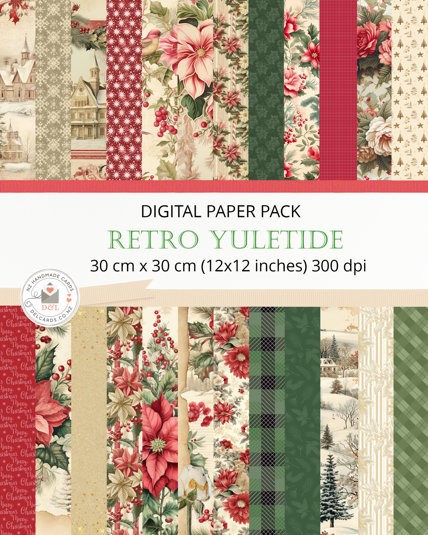 Digital Papers - Retro Yuletide (Christmas)