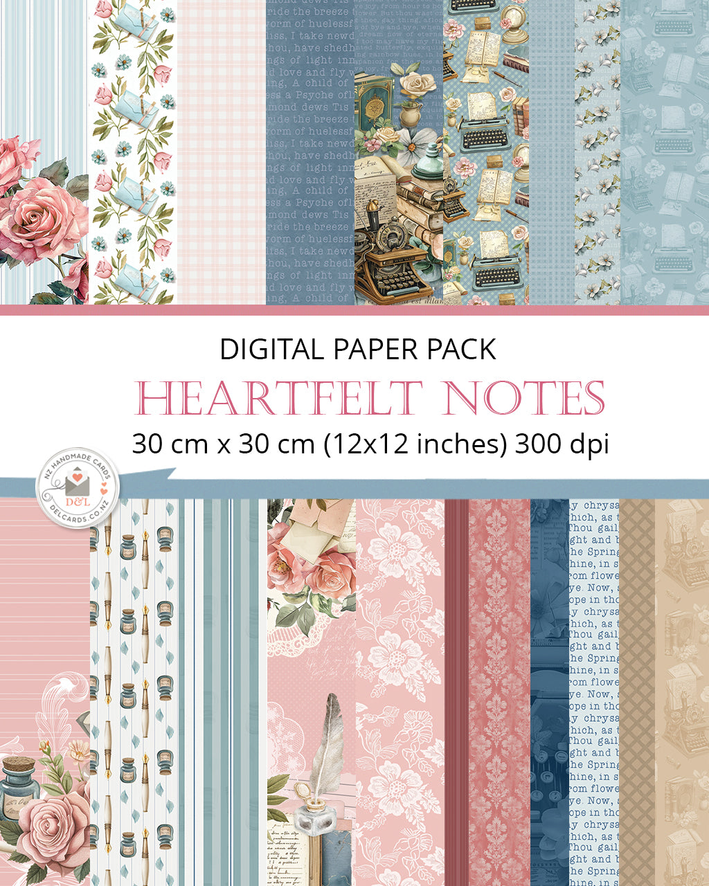 Digital Paper Pack - Heartfelt Notes